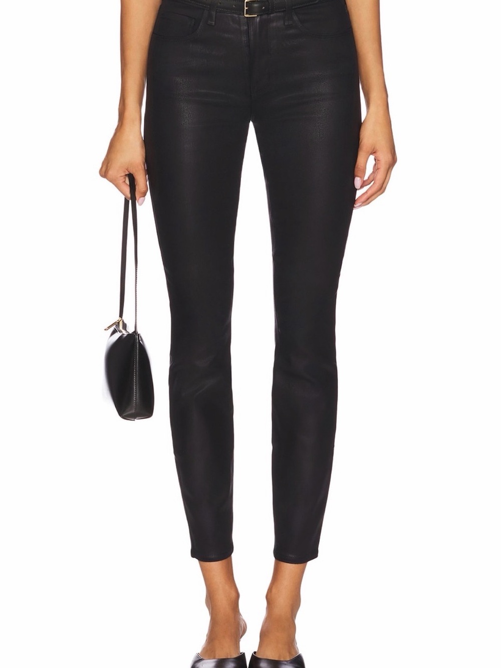 L'AGENCE Black Coated Skinny Ankle Pants